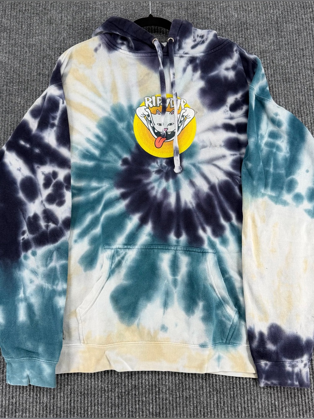 RIPNDIP Hoodie Lord Nermal Tie Dye Graphic Mens Large‎ Skatewear Cat
